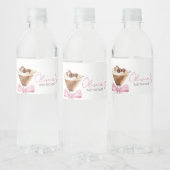Pink Bow Espresso Martini Baby shower Waterfles Etiket (Flessen)