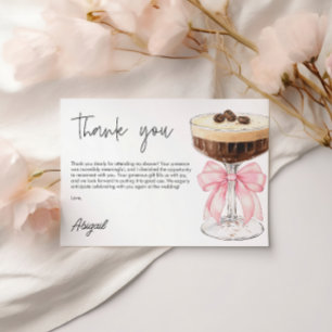 Pink Bow Espresso Martini Vrijgezellenfeest Dank u Informatiekaartje