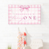 Pink Bow Fancy One Girl 1st Birthday Coquette Spandoek (Insitu)