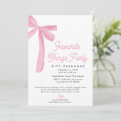 Pink Bow Favorite Things Party Gift Exchange Kaart (Staand voorkant)