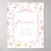 Pink Bow Favors Wildflower Baby shower Poster (Voorkant)