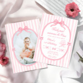 Pink Bow First Birthday Girl Invitation
