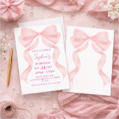 Pink Bow First Birthday Invitation