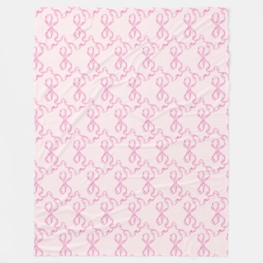 Pink Bow Fleece Blanket Deken (Voorkant)