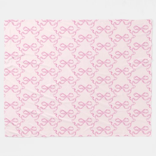 Pink Bow Fleece Blanket Deken (Voorkant (Horizontaal))