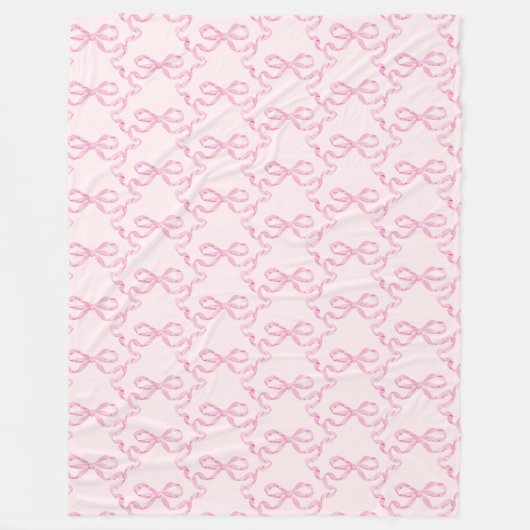 Pink Bow Fleece Blanket Deken (Voorkant)