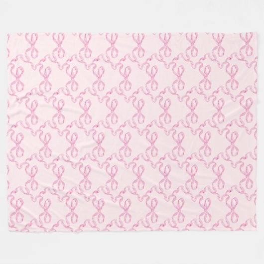 Pink Bow Fleece Blanket Deken (Voorkant (Horizontaal))