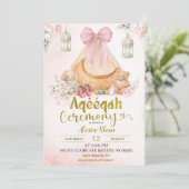 Pink Bow Floral Aqeeqah Girl Invitation (Debout devant)