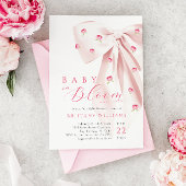 Pink Bow Floral Baby shower Uitnodiging