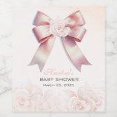 Pink Bow floral Baby shower Wijn Etiket (Enkel label)