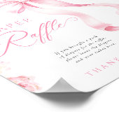 Pink Bow Floral Diaper Raffle Table Sign Poster (Hoek)