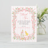 Pink Bow Floral Goose Baby Shower Bedankkaart (Staand voorkant)