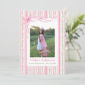 Pink Bow Floral Graduation Kaart (Staand voorkant)