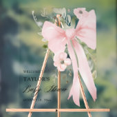 Pink Bow Floral Greenery Girl Baby Shower Welcome (Neutre)