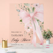 Pink Bow Floral Greenery Girl Baby Shower Welcome (Mariage)