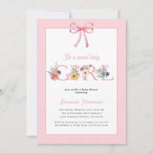 Pink Bow Floral Het is een meisje Baby shower Kaart