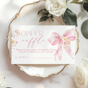 Pink Bow Floral Luier verloting ticket Informatiekaartje