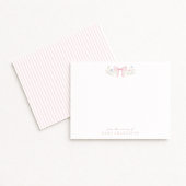 Pink Bow Floral Nursery Note Card Aankondiging