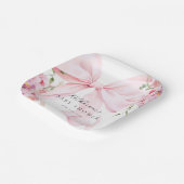 Pink Bow Floral Papieren Bordje (Gebogen)