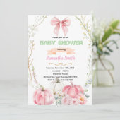 Pink Bow flower pumpkin Invitation (Debout devant)