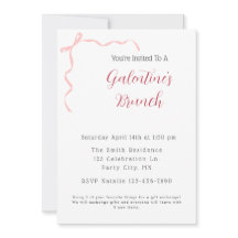 Pink Bow Galentine's Brunch Uitnodiging