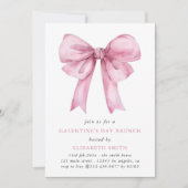 Pink Bow Galentines Day Brunch Kaart (Voorkant)
