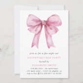 Pink Bow Galentines Day Party Uitnodiging (Voorkant)