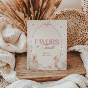 Pink Bow Gekke Goose Coquette Favors & Treats Sign Poster