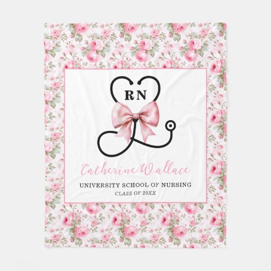 Pink Bow geregistreerd verpleegkundige Afstuderen Fleece Deken (Voorkant)
