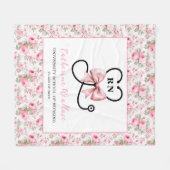Pink Bow geregistreerd verpleegkundige Afstuderen Fleece Deken (Voorkant (Horizontaal))