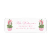 Pink Bow Ginger Jar Kerstboom Adres Etiket (Voorkant)