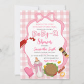 Pink Bow Gingham  Babyq baby shower invitation (Devant)