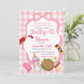 Pink Bow Gingham  Babyq baby shower invitation (Debout devant)
