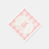 Pink Bow Gingham French Teddy Bear Baby shower Servet (Hoek)