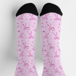 Pink Bow Gingham Socks Sokken