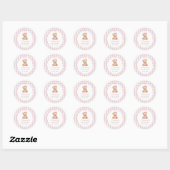 Pink Bow Gingham Teddy Bear Baby shower Ronde Sticker (Vel)