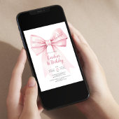 Pink Bow Girl 1er Invitation anniversaire