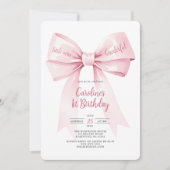 Pink Bow Girl 1er Invitation anniversaire (Devant)
