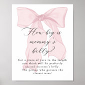 Pink Bow Girl Baby shower Hoe groot is de buik van Poster (Voorkant)