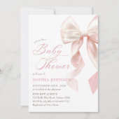 Pink Bow Girl Baby Shower Invitation (Devant)