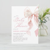Pink Bow Girl Baby Shower Invitation (Debout devant)