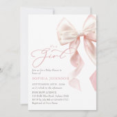 Pink Bow Girl Baby Shower Invitation (Devant)