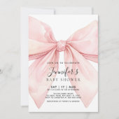 Pink Bow Girl Baby Shower Invitation (Devant)