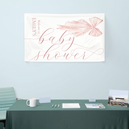Pink Bow Girl Baby shower lint verticaal Spandoek (Beurs)