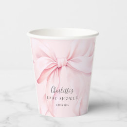 Pink Bow Girl Baby Shower Papieren Bekers