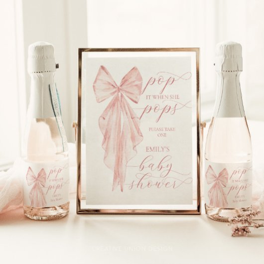Pink Bow Girl Baby shower Pop het als ze Pop
