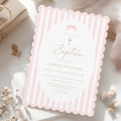 Pink Bow Girl Baptism Invitation