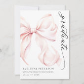 Pink Bow Girl Graduation Invitation (Devant)