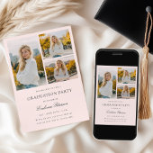 Pink Bow Girl Graduation Invitation