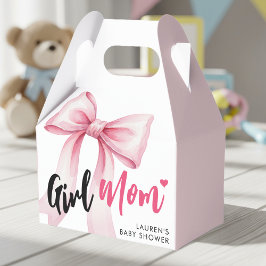 Pink Bow Girl Mom Ribbon Cute Baby Shower Bedankdoosjes